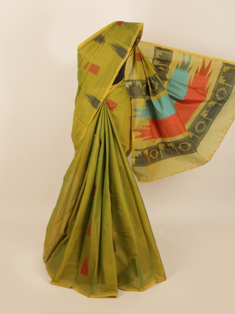 

Pothys Green & Black Cotton Blend Saree