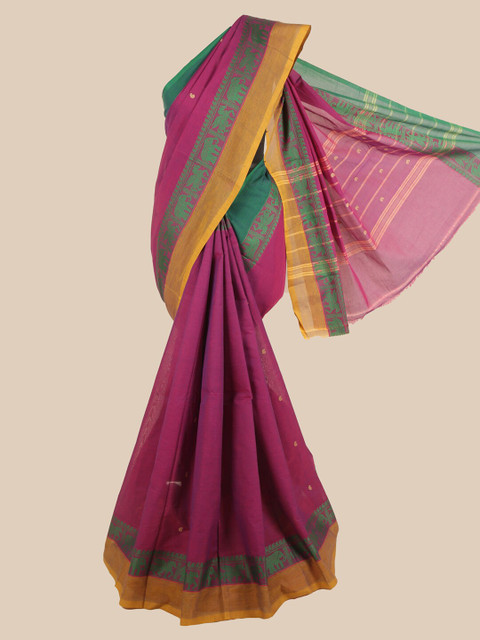 

Pothys Violet & Yellow Woven Design Pure Cotton Saree