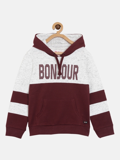 

3PIN Girls Maroon Colourblocked Hooded Sweatshirt