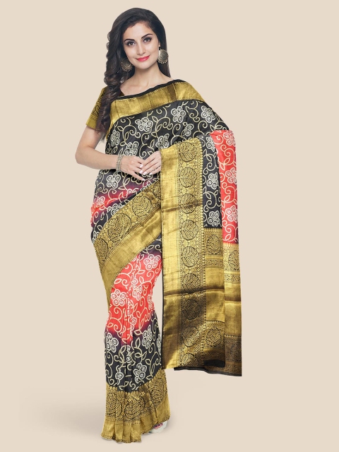 

Kalamandir Black & White Ethnic Motifs Silk Blend Banarasi Saree