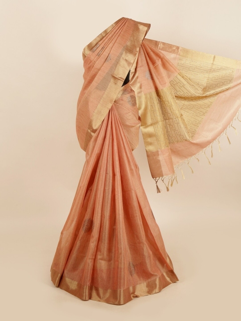 

Pothys Rust Orange & Gold-Toned Zari Jute Cotton Saree