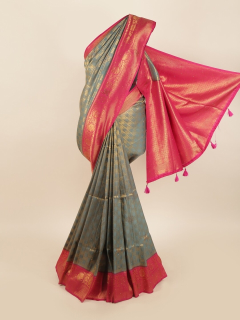 

Pothys Grey & Pink Woven Design Jute Silk Saree