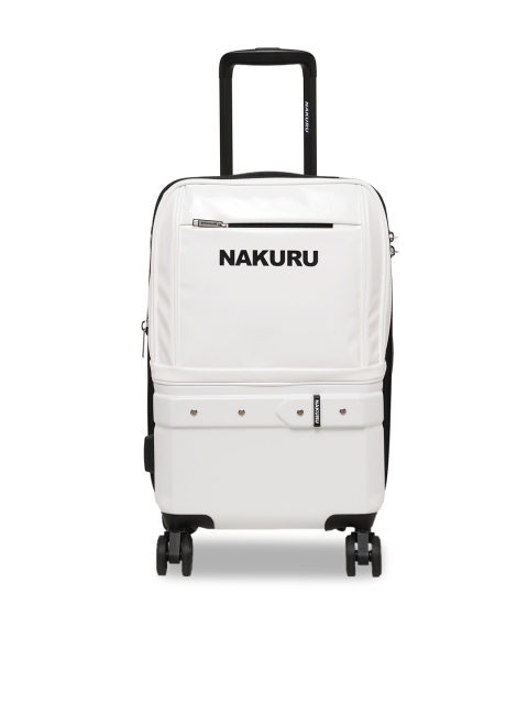 

NAKURU Unisex White Solid Hard-Sided Trolley Suitcase