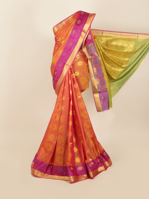

Pothys Orange & Purple Woven Design Silk Blend Saree