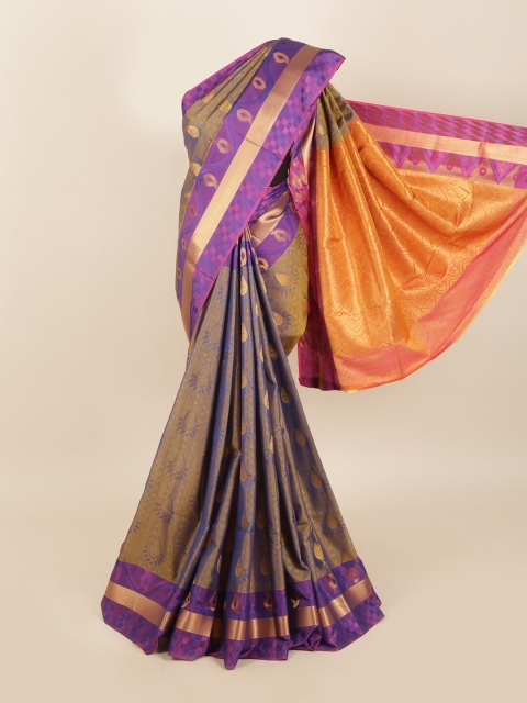 

Pothys Blue & Purple Woven Design Zari Silk Blend Saree