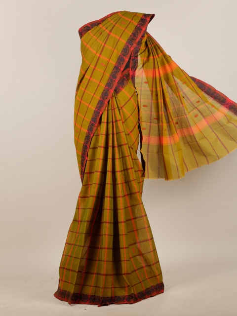 

Pothys Green & Yellow Checked Pure Cotton Saree