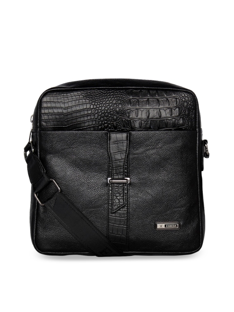 

ESBEDA Black Textured PU Oversized Structured Sling Bag