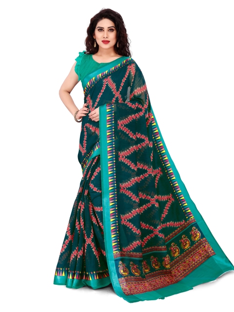 

KALINI Green & Red Printed Saree