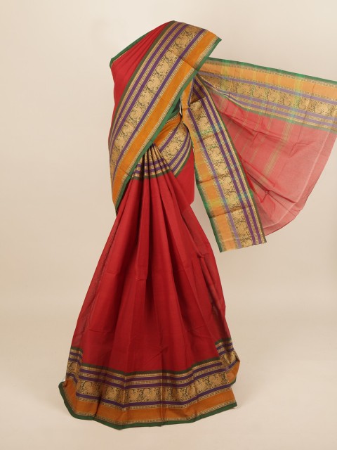 

Pothys Maroon & Yellow Ethnic Motifs Zari Pure Cotton Saree