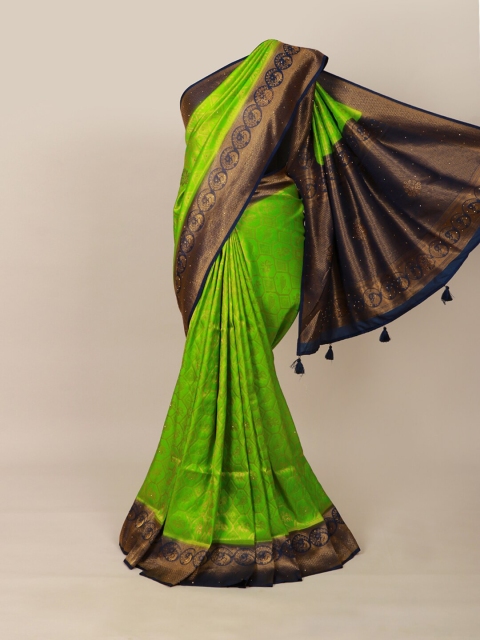 

Pothys Green & Navy Blue Woven Design Silk Blend Saree