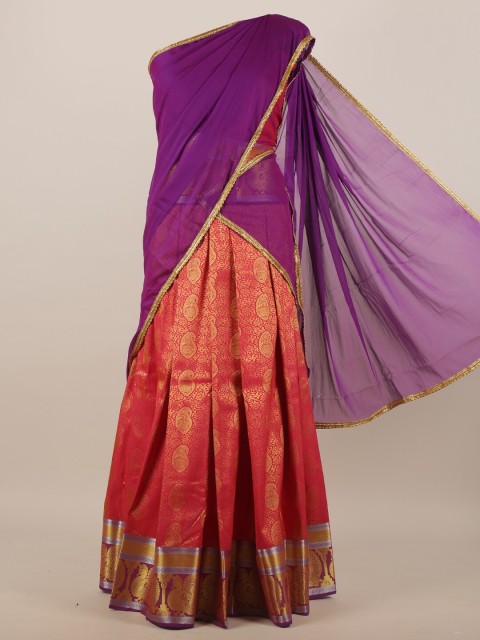 

Pothys Violet & Pink Woven Design Lehenga Saree