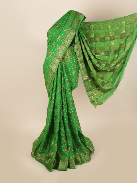 

Pothys Green & Brown Bandhani Zari Art Silk Saree