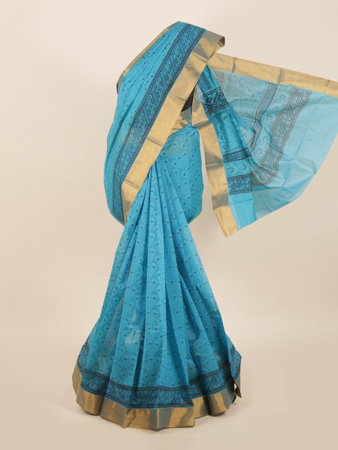 

Pothys Blue & Black Ethnic Motifs Silk Cotton Saree