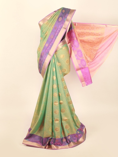

Pothys Green & Violet Woven Design Zari Silk Blend Saree