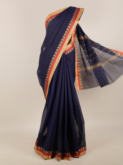 

Pothys Navy Blue & Golden Pure Cotton Saree