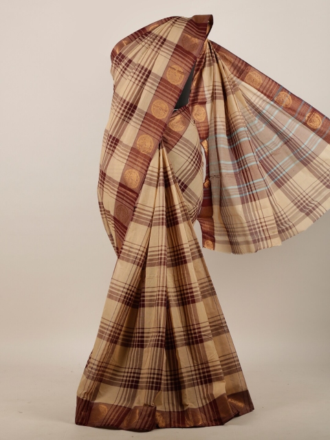 

Pothys Brown & Beige Checked Pure Cotton Saree
