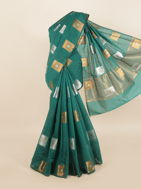 

Pothys Green & Gold-Toned Jute Cotton Saree