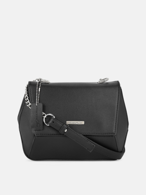 

Forever Glam by Pantaloons Black Leather Structured Sling Bag
