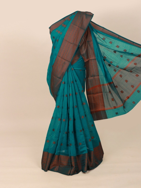 

Pothys Sea Green & Red Woven Design Cotton Blend Saree