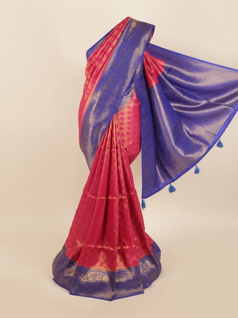 

Pothys Pink & Purple Woven Design Zari Jute Silk Saree