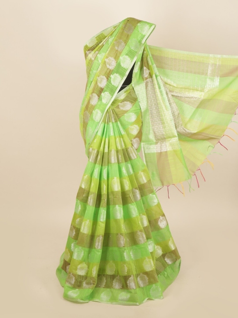 

Pothys Green & Yellow Woven Design Beads and Stones Saree