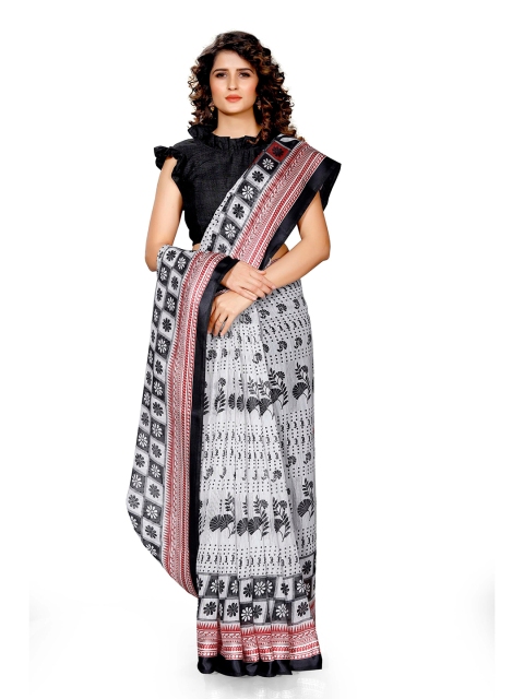 KALINI White & Black Floral Bagh Saree