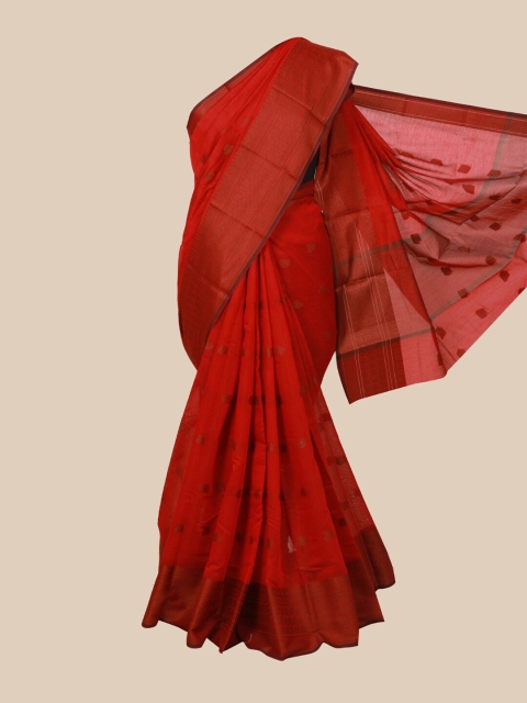 Pothys Maroon Ethnic Motifs Zari Saree