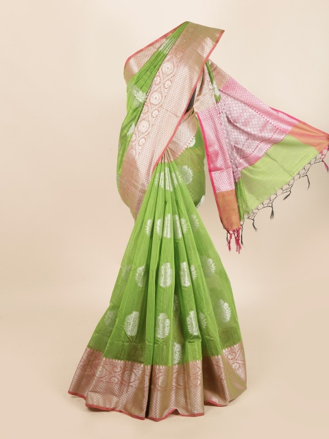 

Pothys Green & Pink Floral Saree