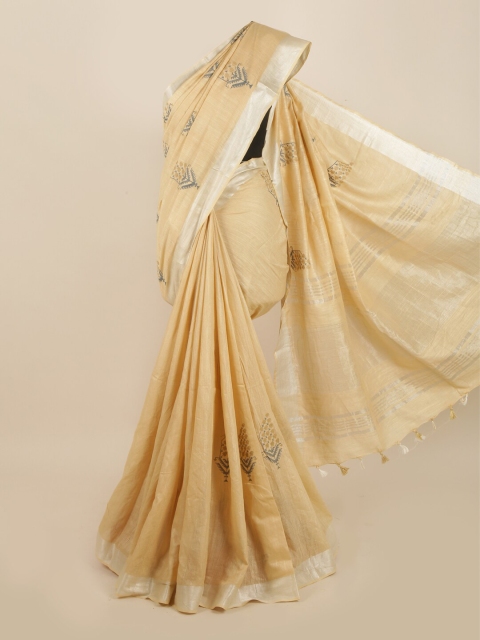 

Pothys Cream-Coloured & Grey Geometric Printed Saree