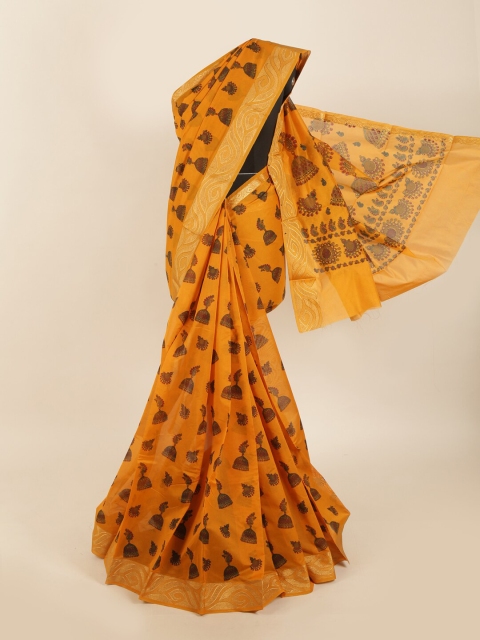

Pothys Mustard Yellow Ethnic Motifs Silk Cotton Saree