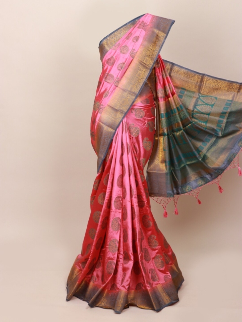 

Pothys Pink & Blue Ethnic Motifs Art Silk Saree