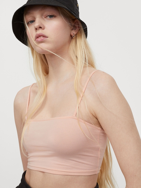 

H&M Women Pink Jersey Cropped Top
