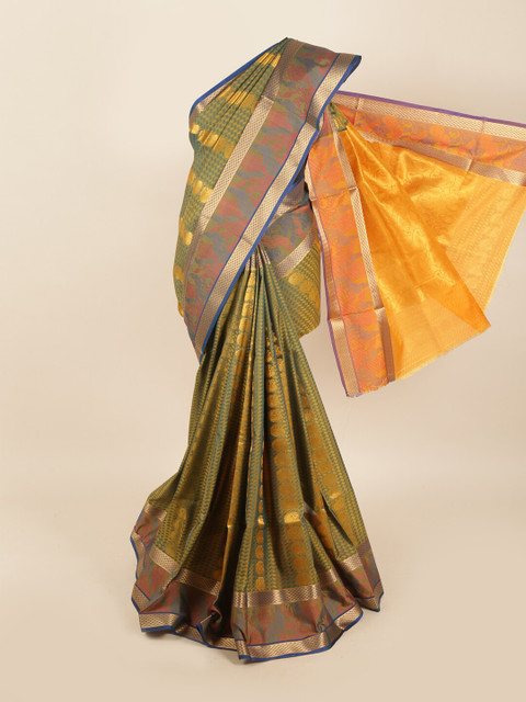 

Pothys Green & Blue Woven Design Zari Silk Blend Saree