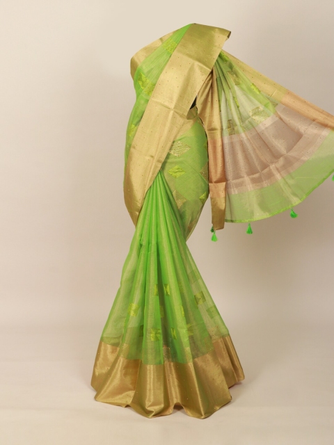 

Pothys Women Green & Gold Embroidered Saree