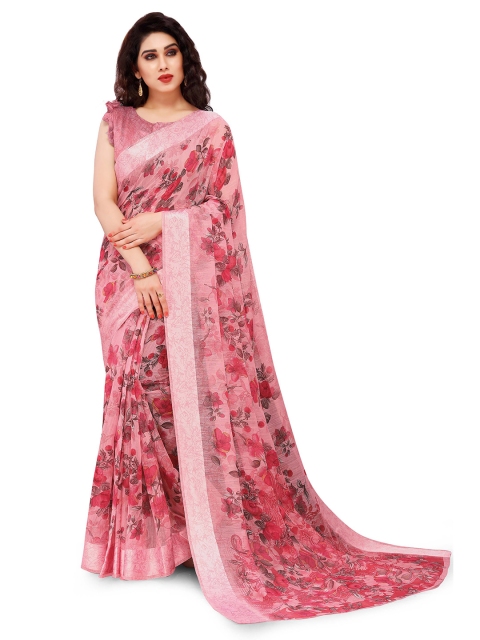 

KALINI Pink & Red Floral Bagh Saree