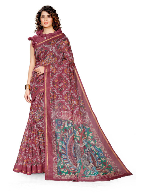

KALINI Pink & Multicoloured Bandhani Zari Bandhani Saree