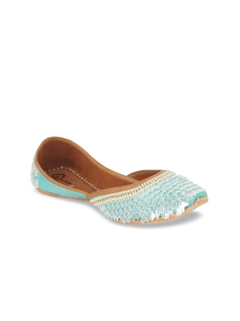 

The Desi Dulhan Women Blue Embellished Mojaris Flats