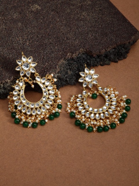 

Shining Diva Gold-Platedd & Green Handcrfated Contemporary Chandbalis