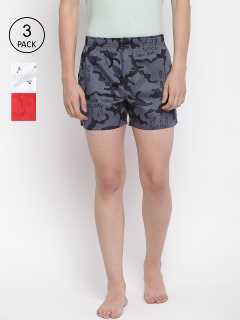 

La Intimo Men Pack Of 3 Printed Pure Cotton Boxers LMSB3PC030, White