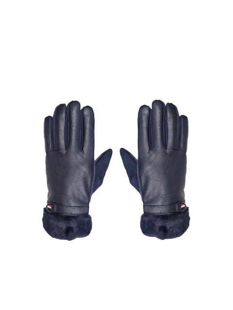 

FabSeasons Women Blue Textured Winter Gloves With Touchscreen Fingers