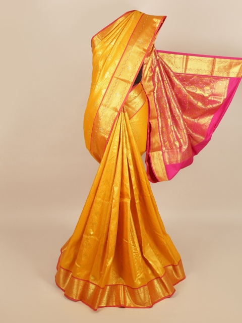 

Pothys Yellow & Pink Woven Design Silk Blend Saree