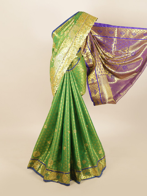 

Pothys Green & Beige Ethnic Motifs Zari Art Silk Saree