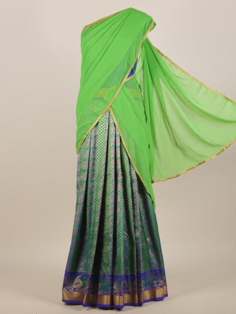 Pothys Green & Blue Woven Design Zari Saree