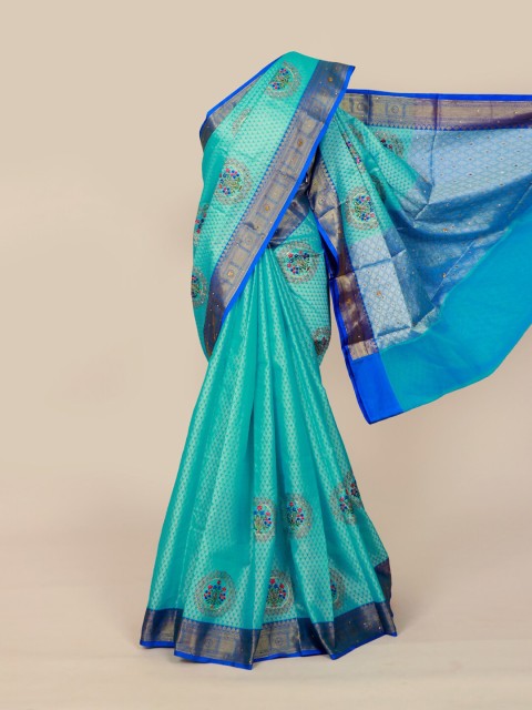 

Pothys Blue & Gold-Toned Woven Design Jute Cotton Heavy Work Saree