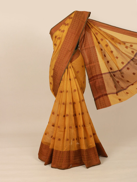 

Pothys Mustard Yellow & Brown Printed Saree
