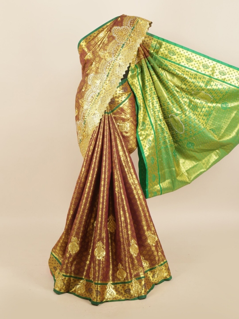 

Pothys Brown & Green Ethnic Motifs Zari Art Silk Saree