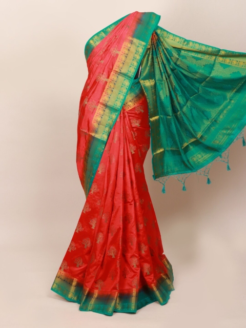 

Pothys Pink & Green Woven Design Art Silk Saree
