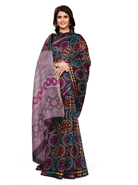 

KALINI Purple & White Kalamkari Baluchari Saree