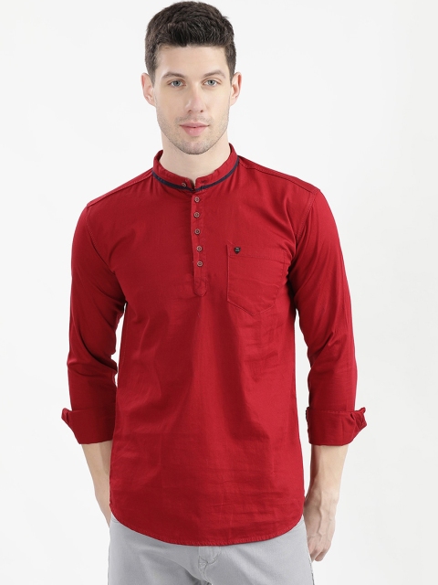 

V2 Value & Variety Men Red Embroidered Thread Work Pathani Kurta