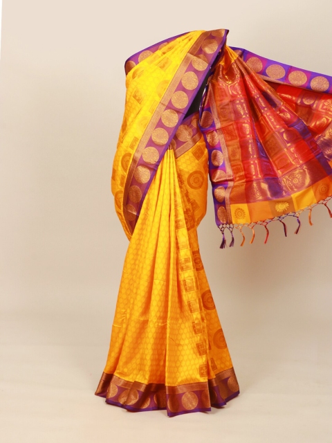 

Pothys Yellow & Purple Floral Art Silk Saree